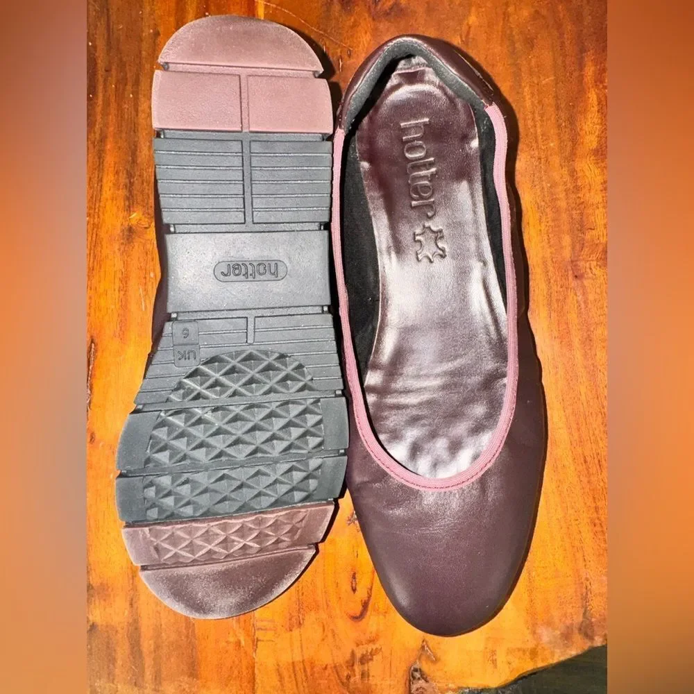 Hotter Leather Ballet Flats Plum Purple Comfort Size US 8